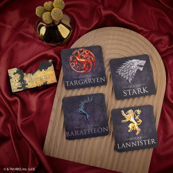 Set De 4 Dessous De Verre Métal House Of The Dragon - Déco Game Of Thrones, Dos Liège, Produit Officiel - 3